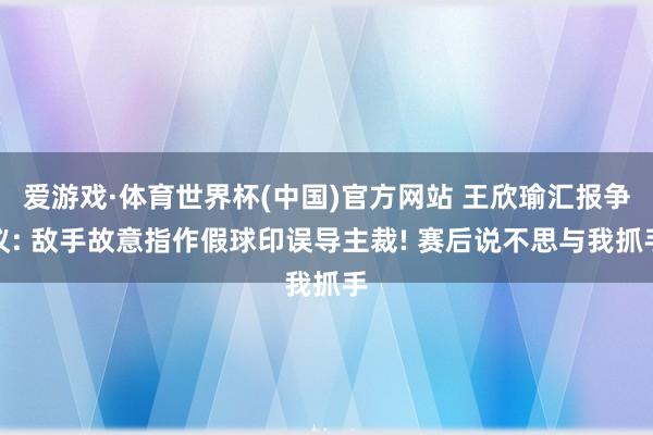 爱游戏·体育世界杯(中国)官方网站 王欣瑜汇报争议: 敌手故意指作假球印误导主裁! 赛后说不思与我抓手