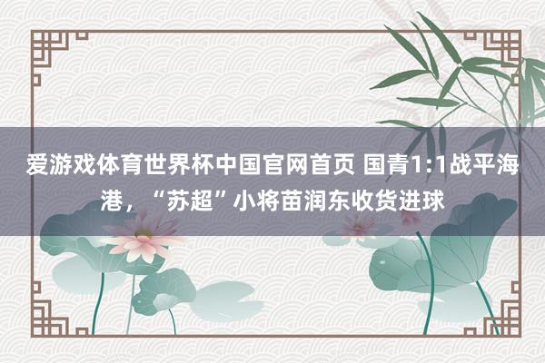 爱游戏体育世界杯中国官网首页 国青1:1战平海港,“苏超”小将苗润东收货进球