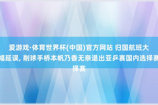 爱游戏·体育世界杯(中国)官方网站 归国航班大幅延误, 削球手桥本帆乃香无奈退出亚乒赛国内选择赛