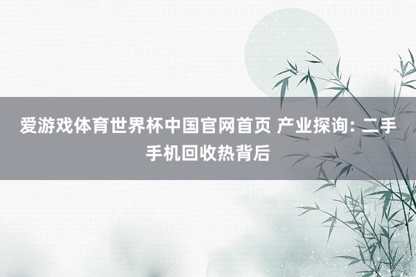 爱游戏体育世界杯中国官网首页 产业探询: 二手手机回收热背后