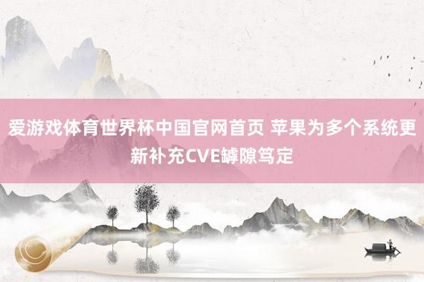 爱游戏体育世界杯中国官网首页 苹果为多个系统更新补充CVE罅隙笃定