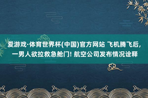 爱游戏·体育世界杯(中国)官方网站 飞机腾飞后, 一男人欲拉救急舱门! 航空公司发布情况诠释