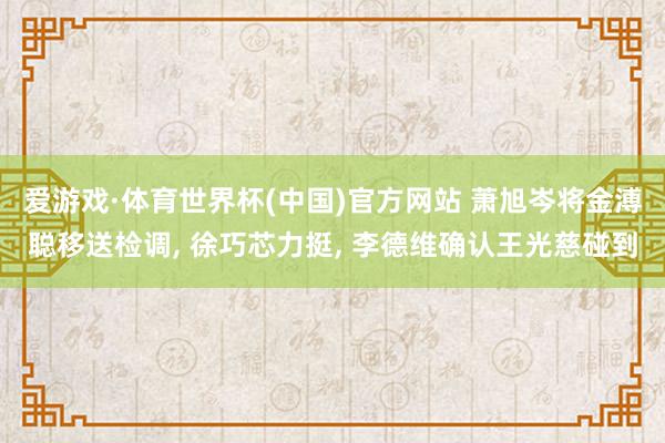 爱游戏·体育世界杯(中国)官方网站 萧旭岑将金溥聪移送检调， 徐巧芯力挺， 李德维确认王光慈碰到
