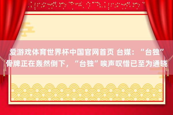 爱游戏体育世界杯中国官网首页 台媒:“台独”骨牌正在轰然倒下,“台独”唉声叹惜已至为通晓