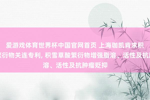 爱游戏体育世界杯中国官网首页 上海珈凯肯求积雪草酸繁衍物关连专利, 积雪草酸繁衍物增强脂溶、活性及抗肿瘤贬抑