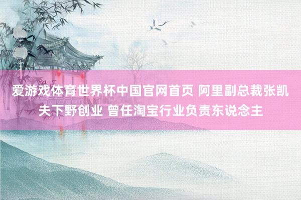 爱游戏体育世界杯中国官网首页 阿里副总裁张凯夫下野创业 曾任淘宝行业负责东说念主