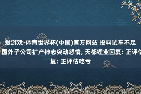爱游戏·体育世界杯(中国)官方网站 投料试车不足半年， 国外子公司扩产神志突动怒情， 天都锂业回复: 正评估吃亏