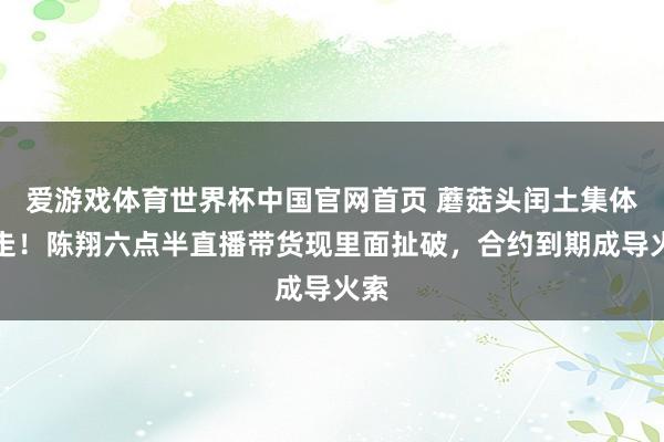 爱游戏体育世界杯中国官网首页 蘑菇头闰土集体出走!陈翔六点半直播带货现里面扯破,合约到期成导火索