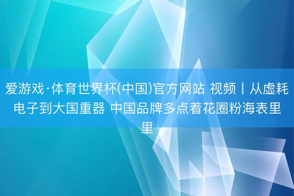 爱游戏·体育世界杯(中国)官方网站 视频丨从虚耗电子到大国重器 中国品牌多点着花圈粉海表里