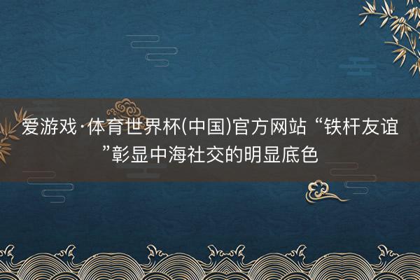 爱游戏·体育世界杯(中国)官方网站 “铁杆友谊”彰显中海社交的明显底色