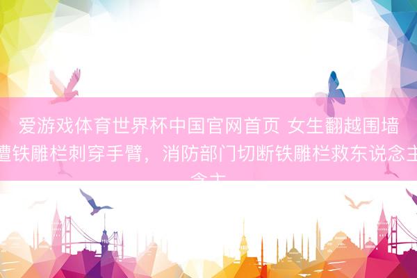 爱游戏体育世界杯中国官网首页 女生翻越围墙遭铁雕栏刺穿手臂,消防部门切断铁雕栏救东说念主