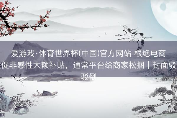 爱游戏·体育世界杯(中国)官方网站 根绝电商大促非感性大额补贴,通常平台给商家松捆|封面驳倒